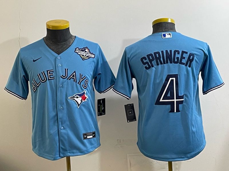 Youth 2025 Nike Toronto Blue Jays #4 Springer Light Blue Game MLB Jersey 01->youth mlb jersey->Youth Jersey